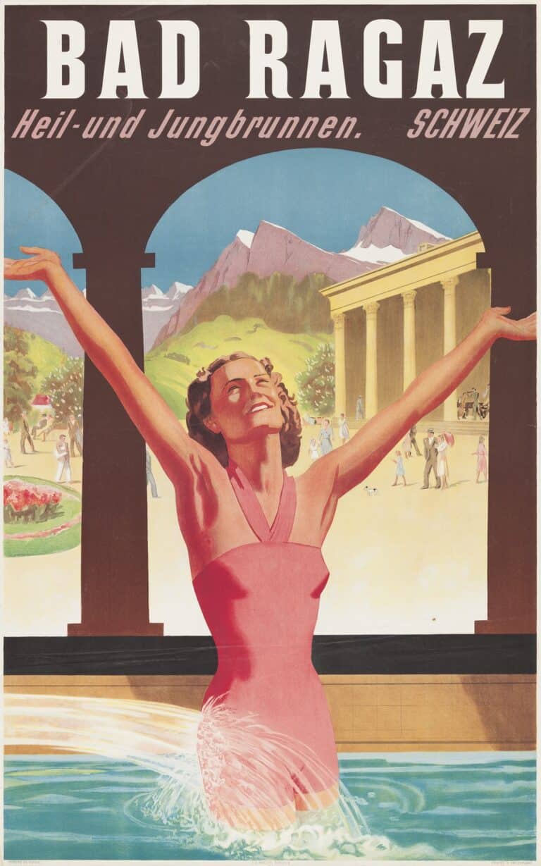 100 Jahre Thermen Schweiz -Plakat 1935 Bad Ragaz Museum für Gestaltung Zürich, Plakatsammlung, ZHdK
