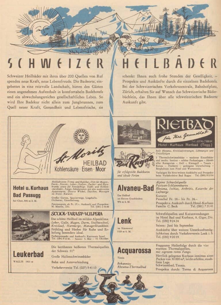 1961 VSB Gemeinschaftsinserat Schweizer Heilbäder