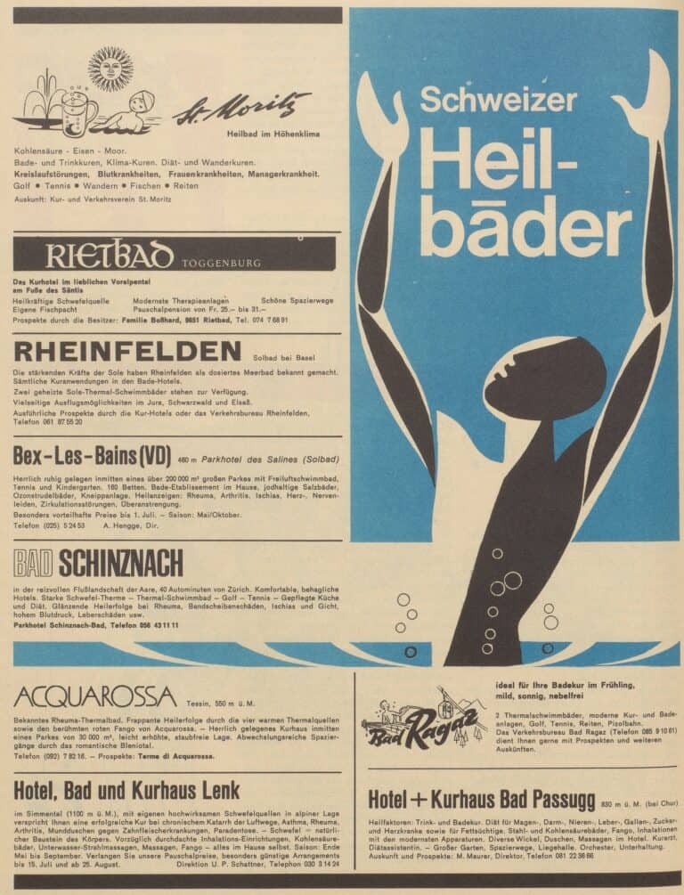 1967 VSB Gemeinschaftsinserat Schweizer Heilbäder